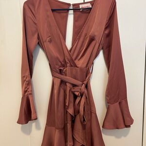 Showpo Long Sleeve Dress in Dusty Rose